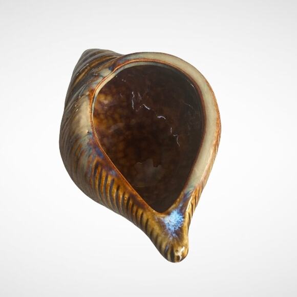 Artist Signed Conch Shell Seashell Nautical Art Pottery Planter - Picture 5 of 9